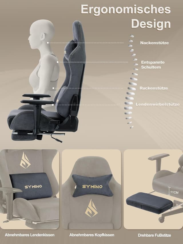Thumbnail 5 de Symino Gaming Stuhl ergonomischer PC-Stuhl mit Fußstütze