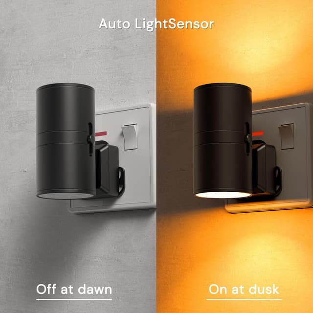 Detalle de LOHAS-LED Amber Night Light (2 Pack) – Dimmable, Light Sensor, Warm 2000K Amber Glow