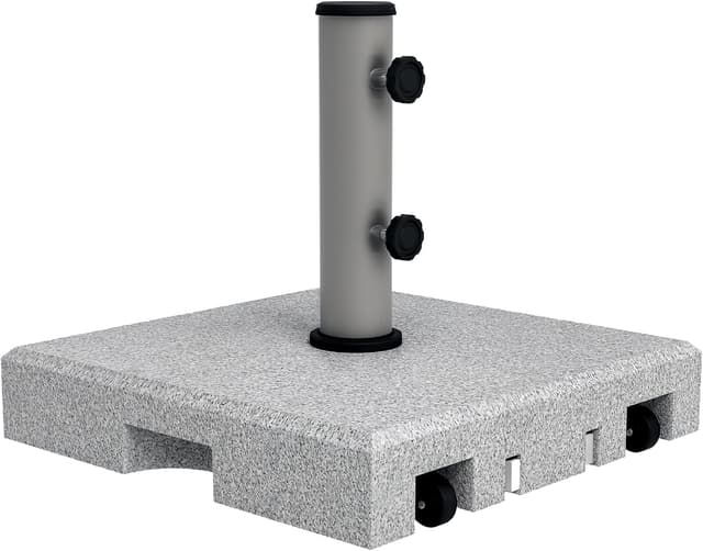 Detalle de Outsunny Pied de parasol en granit carré avec roulettes – compatibilité mât Ø32/Ø38/Ø48 mm, 28 kg