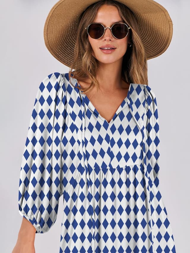 Thumbnail 4 de ANRABESS Womens Boho Maxi Dress V‑Neck 2026