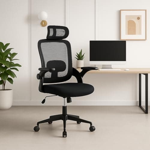Detalle 2 de Silla de Oficina T-LOVENDO.ES ergonómica con soporte lumbar, malla transpirable y ruedas