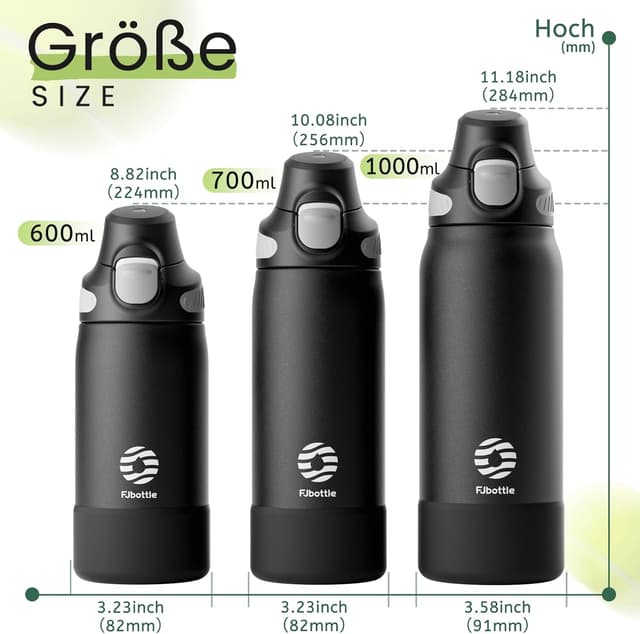 Detalle 1 de Edelstahl-Trinkflasche mit 1-Klick Öffnung 1000 ml