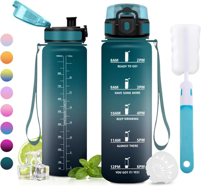 Detalle de JAPORIA Gourde Motivation 1L avec filtre et marqueur de temps (sans BPA)