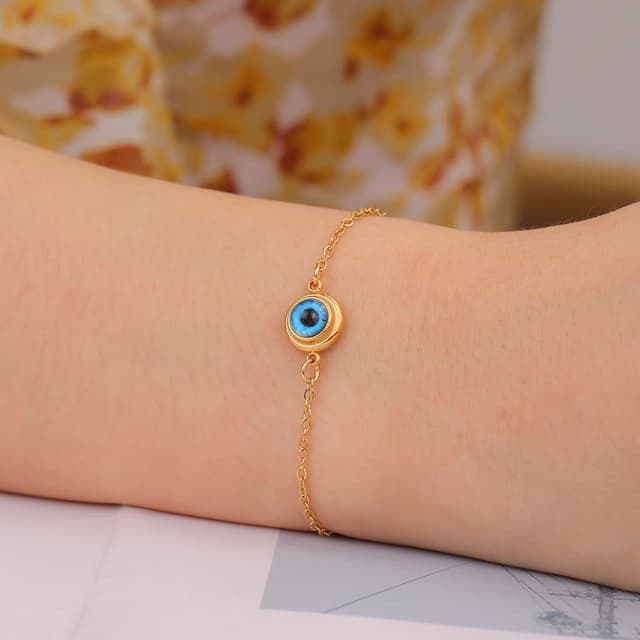 Detalle de VASSAGO Evil Eye Armband für Damen (blau) – verstellbar aus Edelstahl
