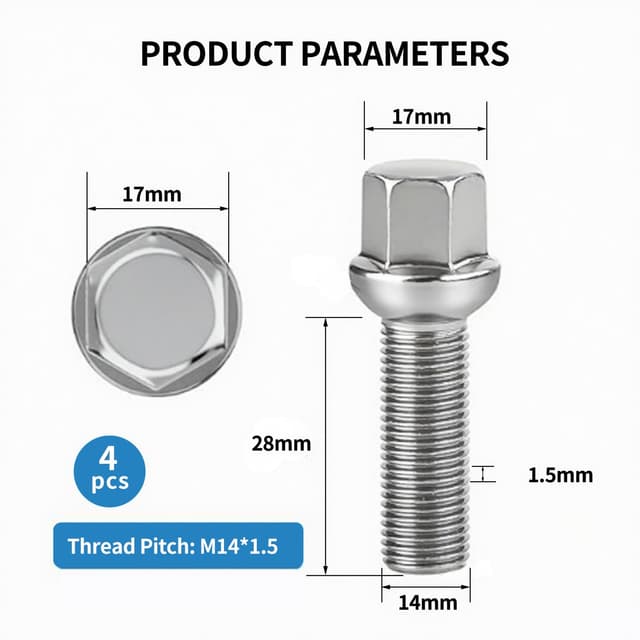Thumbnail 1 de WUWWUT Alloy Wheel Bolts M14 x 1.5 28mm