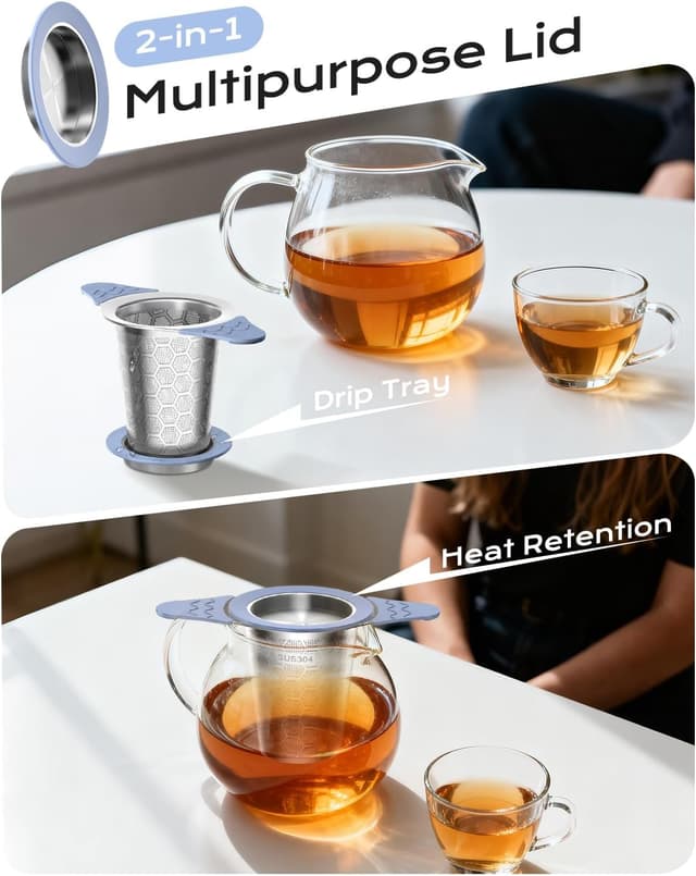Detalle de CTIANWXY Stainless Steel Tea Infuser for Loose Leaf Tea (Extra-Fine Mesh, Silicone Handles)