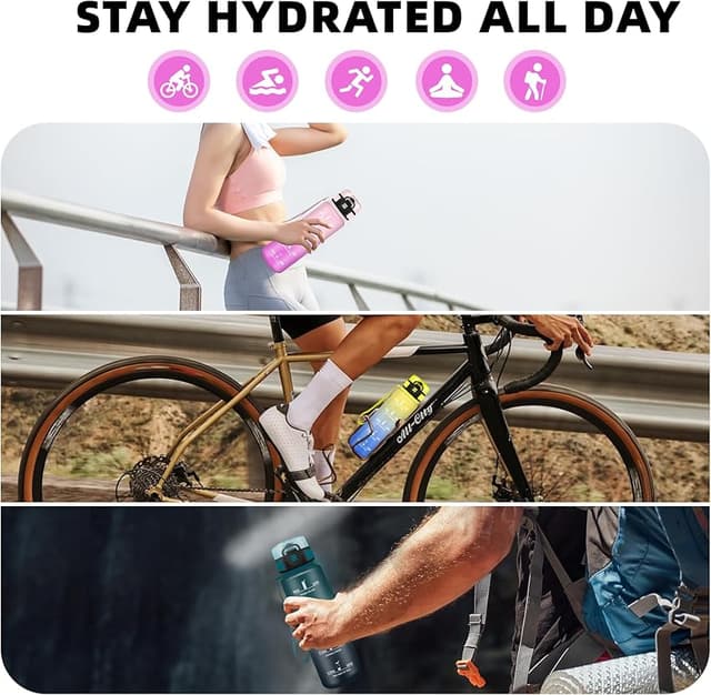 Thumbnail 6 de Botella de Agua 1L con Marca de Tiempo 🚰 Para Gimnasio y Camping