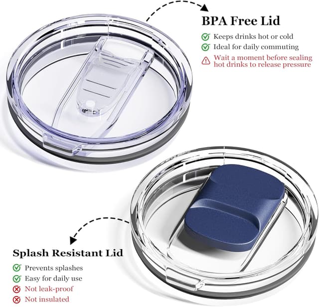 Detalle de avodvo 12oz Insulated Coffee Mug with Lid (Navy Blue) – Double-Wall Vacuum Travel Cup