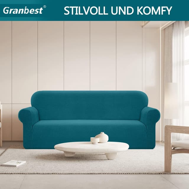 Detalle 2 de Granbest Funda de sofá elástica 4 plazas, resistente al agua 💧