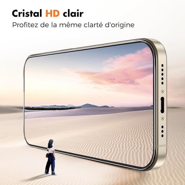 Detalle de iPhone 15 Pro verre trempé UNBREAKcable 9H