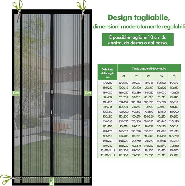 Detalle 2 de Sekey tendina magnetica per zanzariera 130x220 cm per porte da balcone, cantine e terrazze (colore nero)