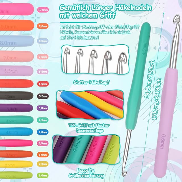 Detalle 2 de Coopay Häkelset 73-teilig für Anfänger