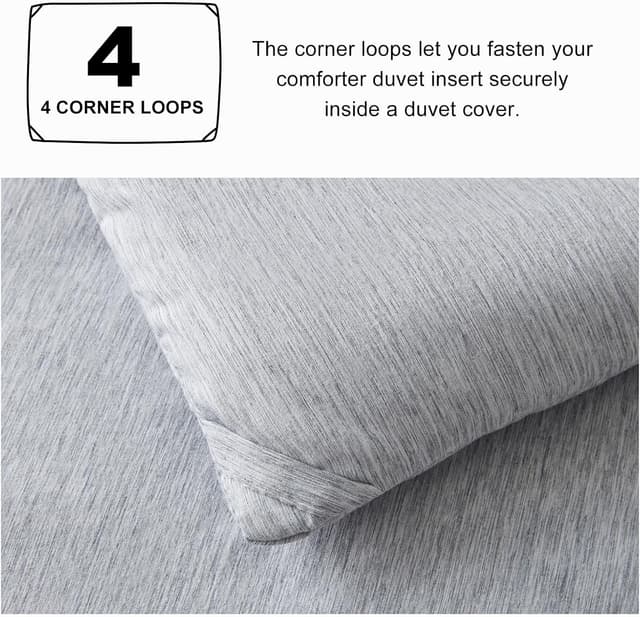 Detalle 2 de CozyLux Queen Comforter Set (3-Piece) in Light Gray, Double-Brushed Microfiber Cationic Dyeing