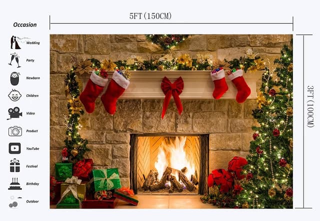 Thumbnail 2 de Haosphoto 5x3ft Merry Christmas backdrop ๐