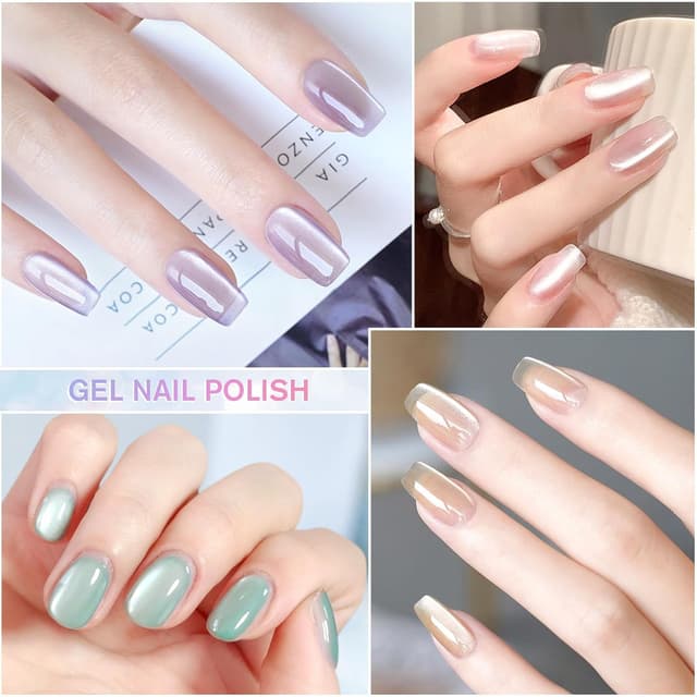 Detalle 2 de Shining She UV Nagellack Jelly Magnet CatEye (4 Farben), 8 ml – kristallklarer Cat-Eye-Look mit Magnet