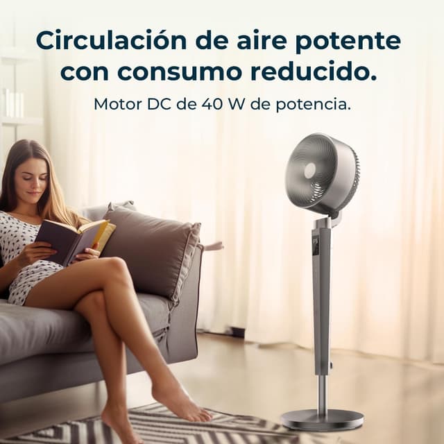 Detalle 2 de Cecotec Ventilatore da piantana Circolatore d’aria Energysilence 2400 Cyclone Noir, 40W