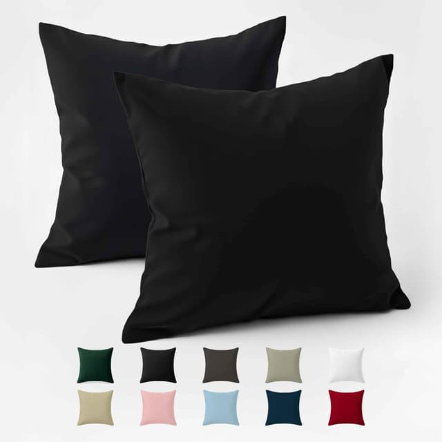 Detalle de Dreamzie Kissenbezug 40x40 Baumwolle Renforcé im 2er-Set, Schwarz
