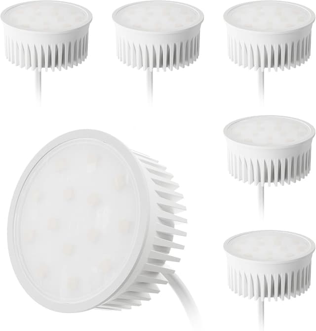 Detalle de KYOTECH 6er Set LED Modul Warmweiß 3000K, 50 mm, 5 W, 230 V (Ultra flach, für GU10 & MR16) – 400 lm, 120°