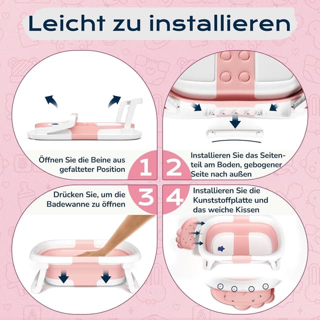 Thumbnail 5 de COOSEYA Baby Badewanne 0–18 Monate Rosa