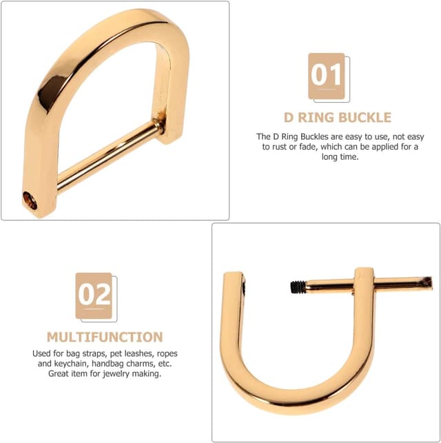 Detalle de Healifty 4-teilig Schraubbare Halbkreis-D-Ringe (1,10 Zoll) aus Zinklegierung – Gepäck- und Taschen-Hardware in Goldfarben