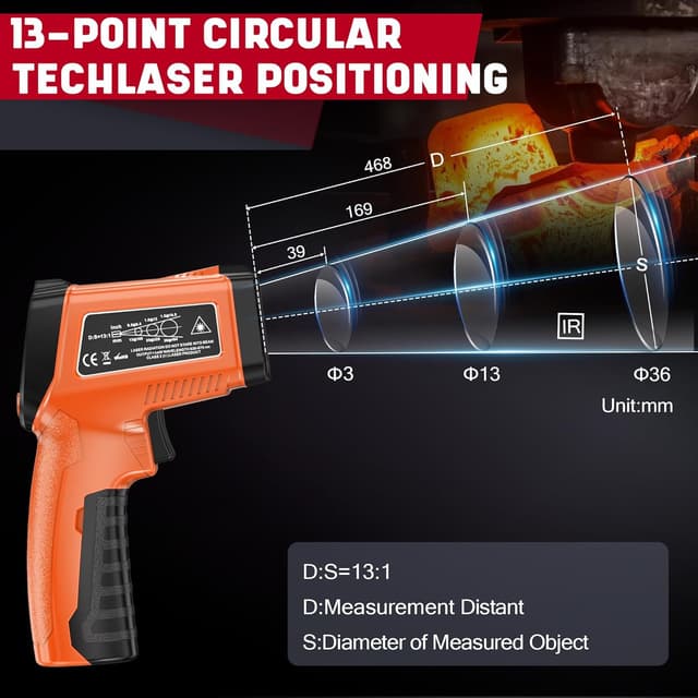 Thumbnail 6 de CEILSTES Infrared Thermometer Gun (Non-Contact Laser) — -58°F to 1076°F with Adjustable Emissivity