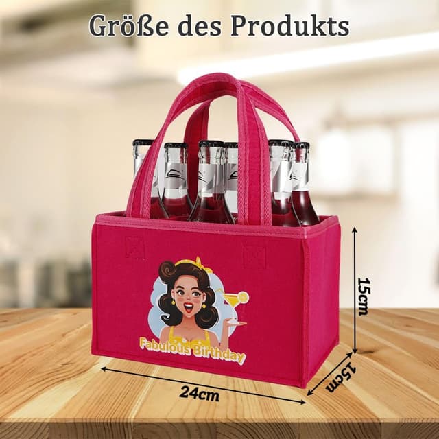 Detalle de UV STYLISH „Fabulous Birthday“ Handtasche als Tragetasche für 6 Flaschen