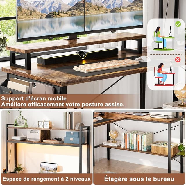 Thumbnail 4 de Bureau iSunirm en forme de L 125x90x75 cm