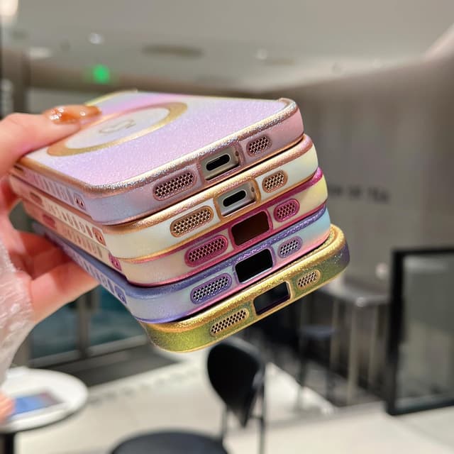 Detalle de ZTOFERA Magnetic Case for iPhone 16 Plus (6.7-inch) – MagSafe-compatible iridescent silicone with love-heart pattern