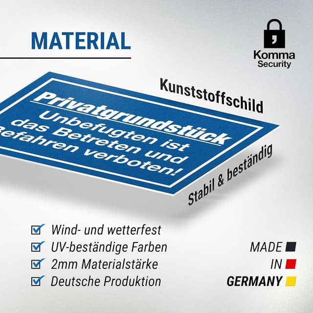 Detalle de Komma Security Privatgrundstück 30 x 20 cm ⚠