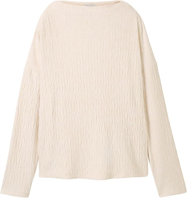 Detalle de TOM TAILOR 1044153 maglietta donna a maniche lunghe con colletto alto