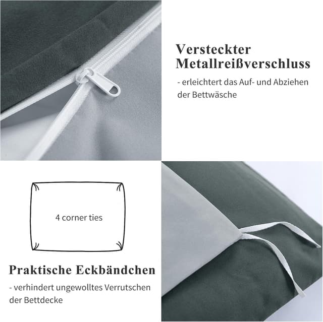 Thumbnail 5 de Aisbo Bettwäsche 135x200 4tlg Anthrazit Grau