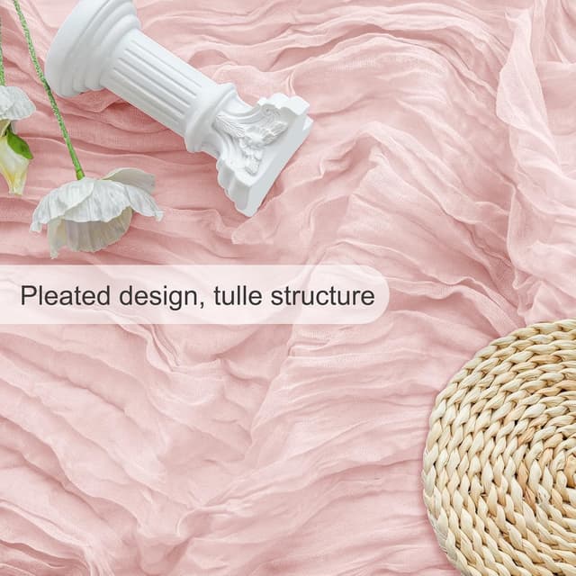 Detalle 2 de Käsetuch Tischläufer Rosa (Boho Gaze) 300 x 90 cm – Läufer für Hochzeit, Babyparty & mehr