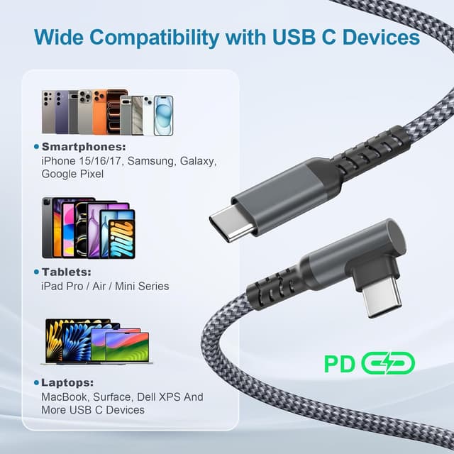 Thumbnail 6 de BASESAILOR 60W USB-C fast charging car charger cable with right-angled connector (3m) + USB-C adapter