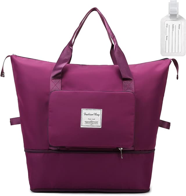 Detalle de flintronic Reisetasche Damen – faltbare, wasserdichte Travel-Bag/Weekender-Tasche in Schwarz