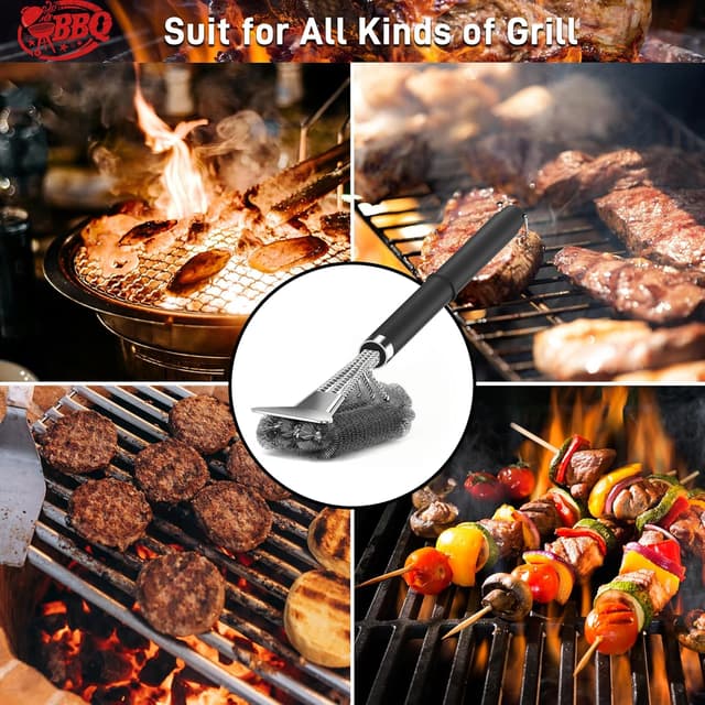 Thumbnail 6 de TNTOR Grill Brush with Scraper (18" Adjustable Handle) for BBQ, Smoker, Gas & Charcoal Cleaning