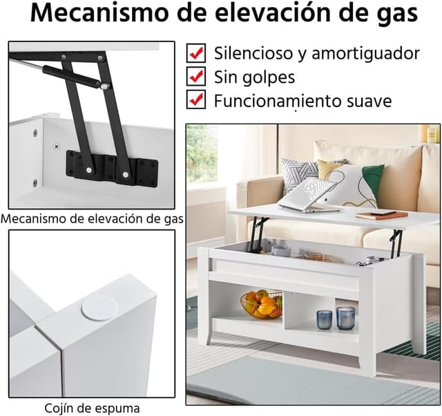 Thumbnail 6 de Yaheetech Mesa Centro Elevable de Madera