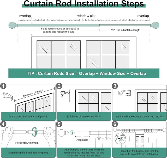 Thumbnail 6 de QDWIS Boho Wood Curtain Rods 48-84 in 🪟