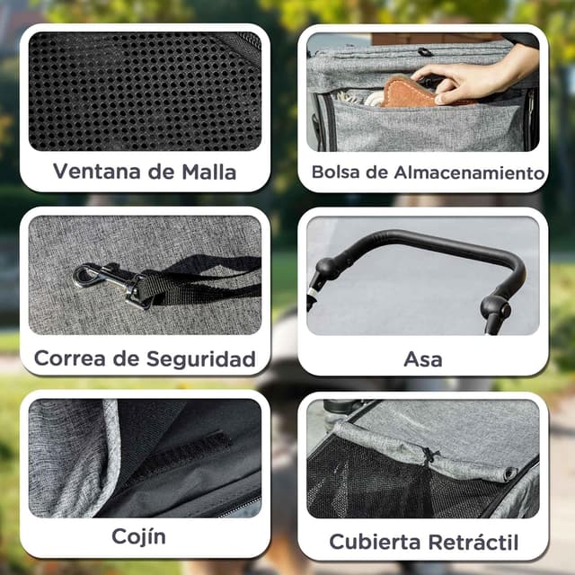 Thumbnail 6 de PawHut Carrito para Perros plegable 80x48,5x106 cm