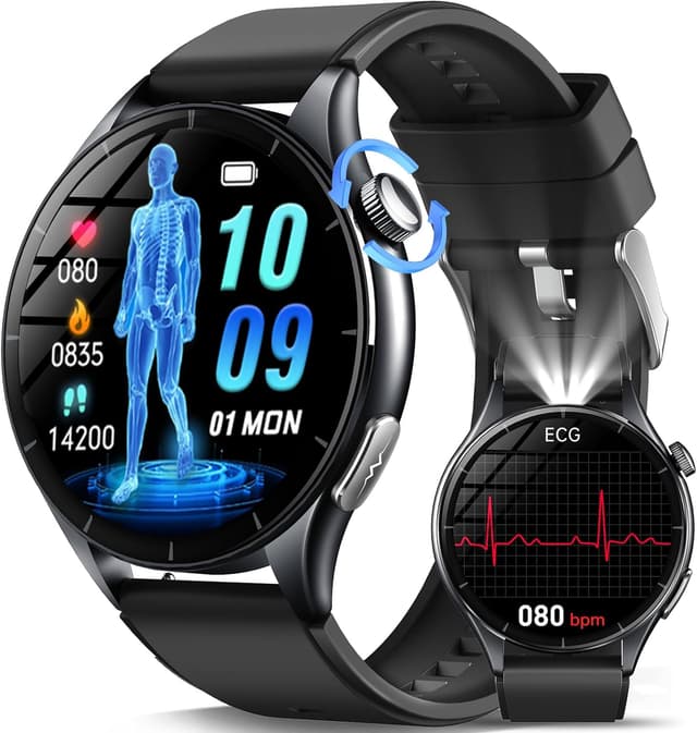 Detalle de Smartwatch uomo 2026 con ECG, glicemia, pressione, sonno e apnea notturna 1,56” AMOLED