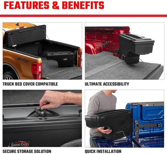 Detalle de UnderCover SwingCase Truck Bed Storage Box (SC203D) for 2015-2020 Ford F-150 Driver Side, Black