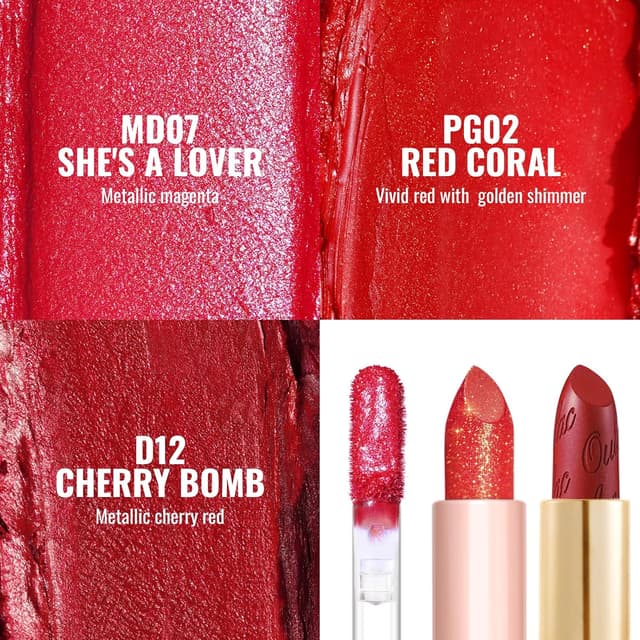 Thumbnail 1 de OULAC Red Metallic Lipstick Kit 3pcs