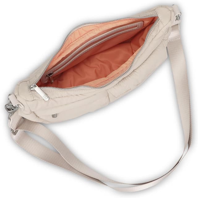 Detalle de Expatrié Vivy — sac bandoulière demi-lune pour femme, imperméable, format crescent