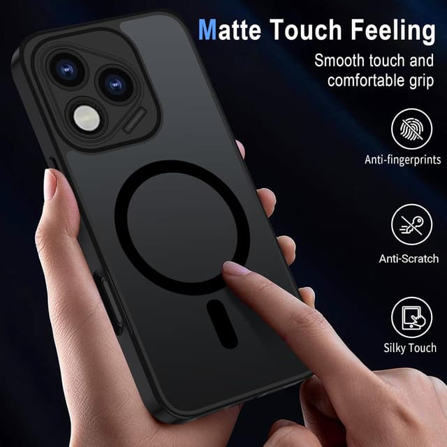 Detalle de XTCASE Coque magnétique MagSafe pour Honor 400 Lite 5G – dos mat translucide et bumper TPU antichoc (noir)