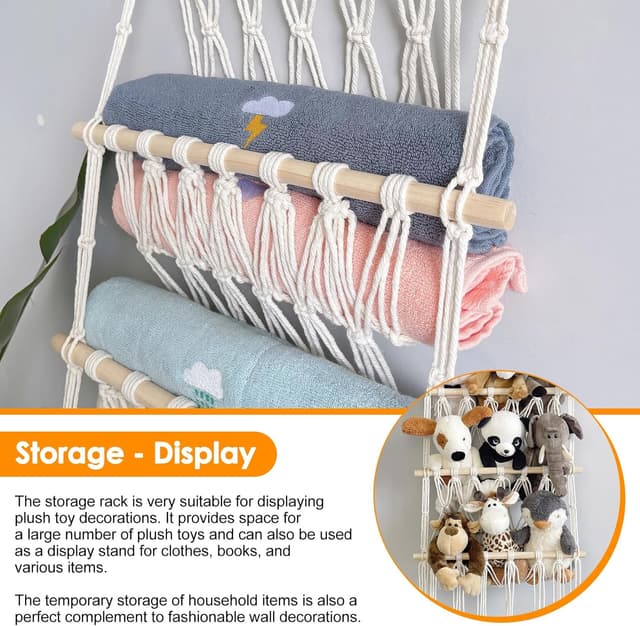 Detalle 2 de YUNYODA Kuscheltier Aufbewahrung Netz 4 Etagen