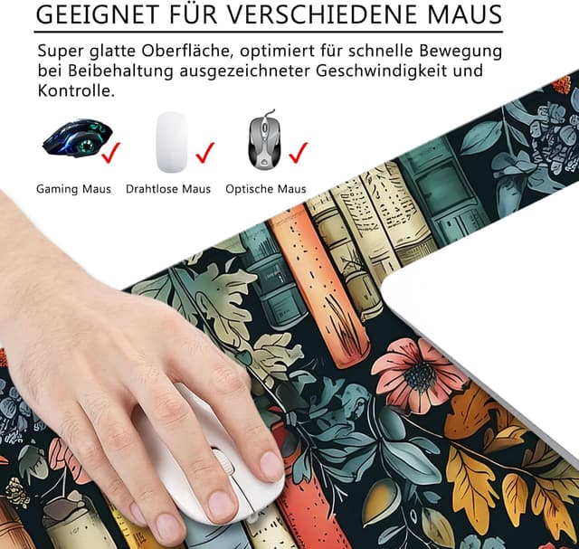 Detalle 2 de Tapis de souris fleurs XL 80x30 cm