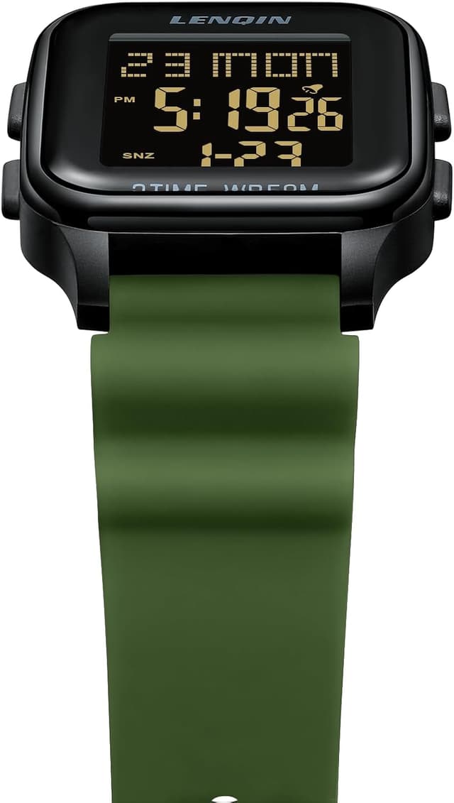 Detalle de LN LENQIN Herren Digitaluhr mit Alarm, Stoppuhr und LED-Hintergrundbeleuchtung (30 m wasserdicht)