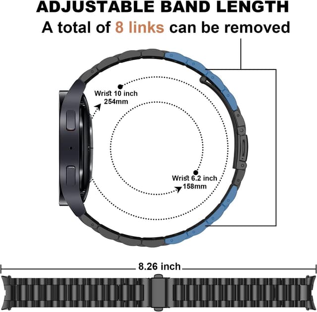 Detalle de Suphart Stainless Steel Metal Band for Samsung Galaxy Watch (Black, No-Gap Connector) — 44mm/40mm/47mm/43mm/45mm compatible