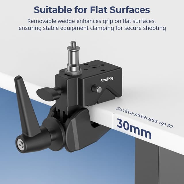 Detalle de SMALLRIG Kit de pinces haute performance (lot de 2) avec filetage 1/4"-20 et 3/8"-16, capacité jusqu’à 15 kg