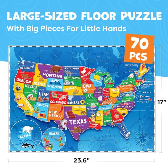 Detalle 2 de United States Map Puzzle 70 pcs đź§©