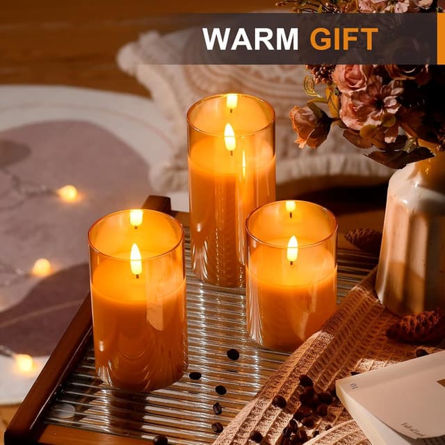 Thumbnail 6 de Tyawon Glass Flameless LED Candles Pack of 3 🕯
